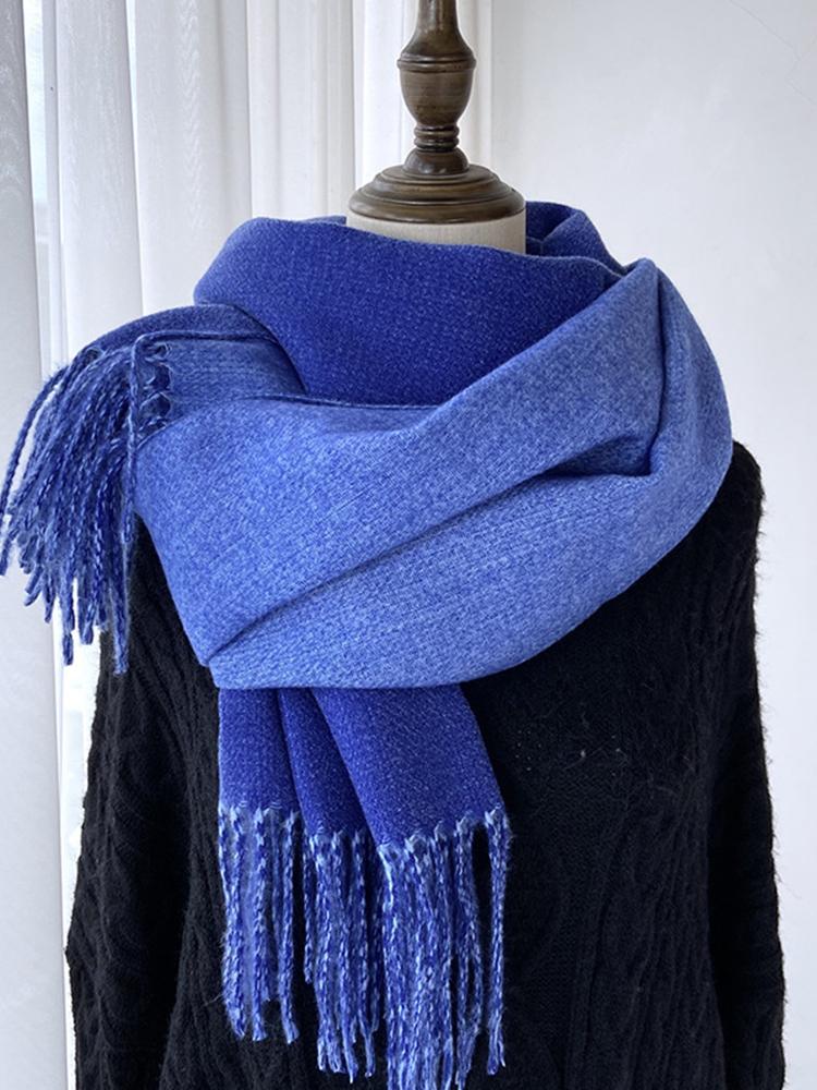 Women Winter Knitted Scarf Ladies Men Solid Double-Sided Tassel Scarve Mujer Male Foulard Wrap Shawl Unisex Imitation Cashmere