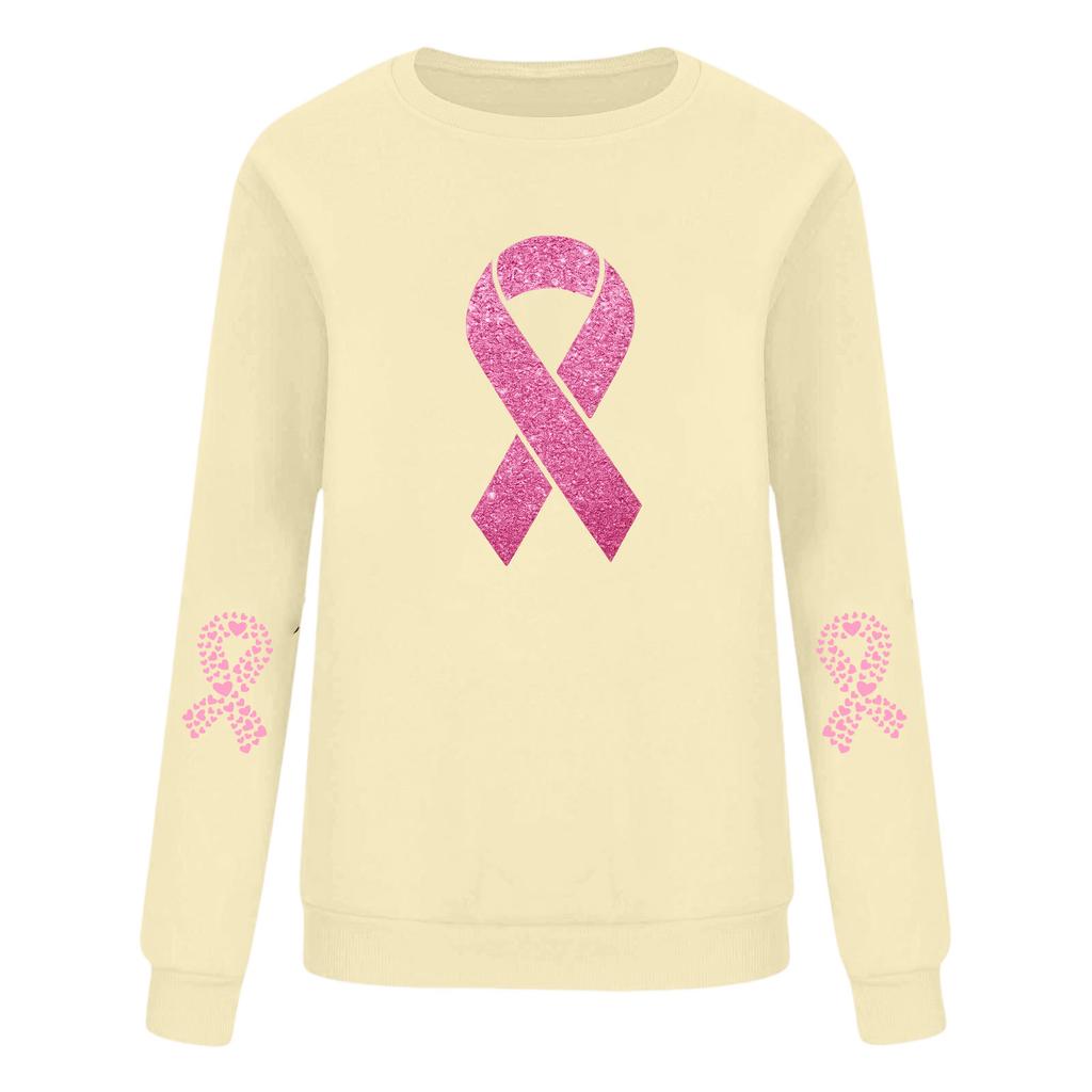 Breast  Sweatshirts For WomenRibbon Breast  Shirt Cute Dog Graphic  Long Sleeve Tops