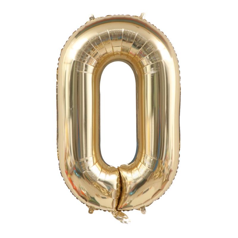 1PCS 40 Inch Large White Gold Light Gold Digital Foil Balloon for Girls' Birthdays Helium Big Number0-9 Balloon Decoration