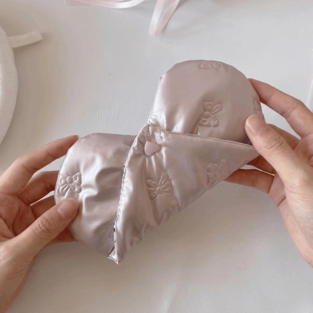 Bow Embossed Eyeglass Case Pink Color Glasses Storage Bag Eyewear Accessory Storage Solution
