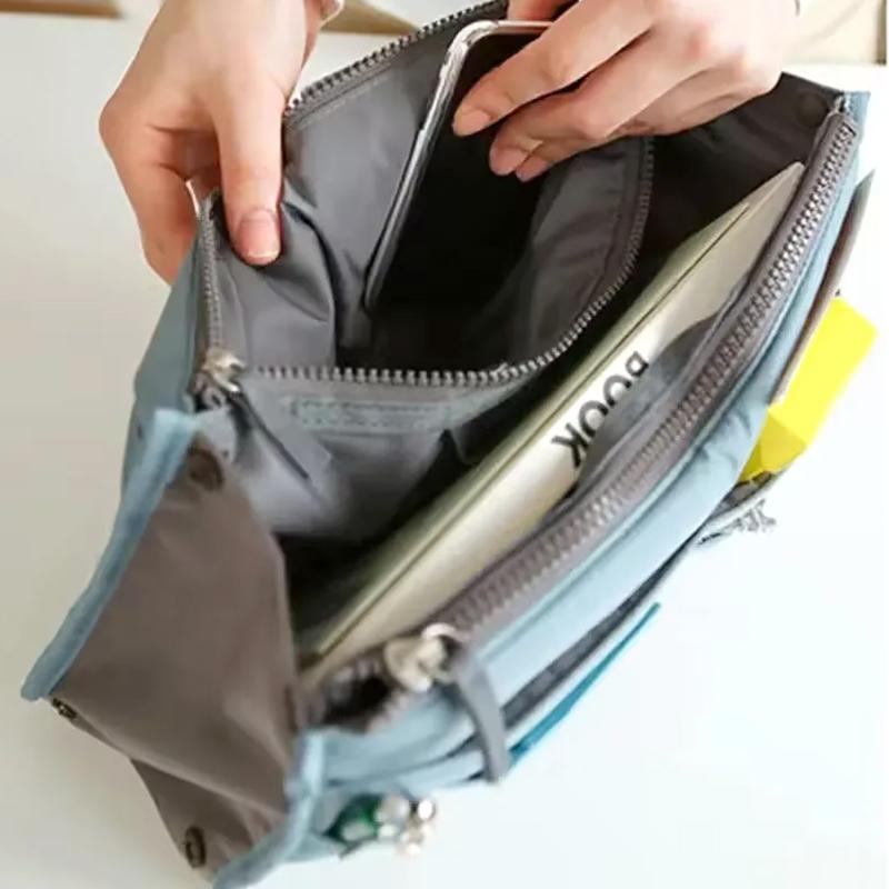 1Pc with Double Zippers Multifunctional Large Capacity Portable Storage Bag Folding Women's Makeup Bag Polyester