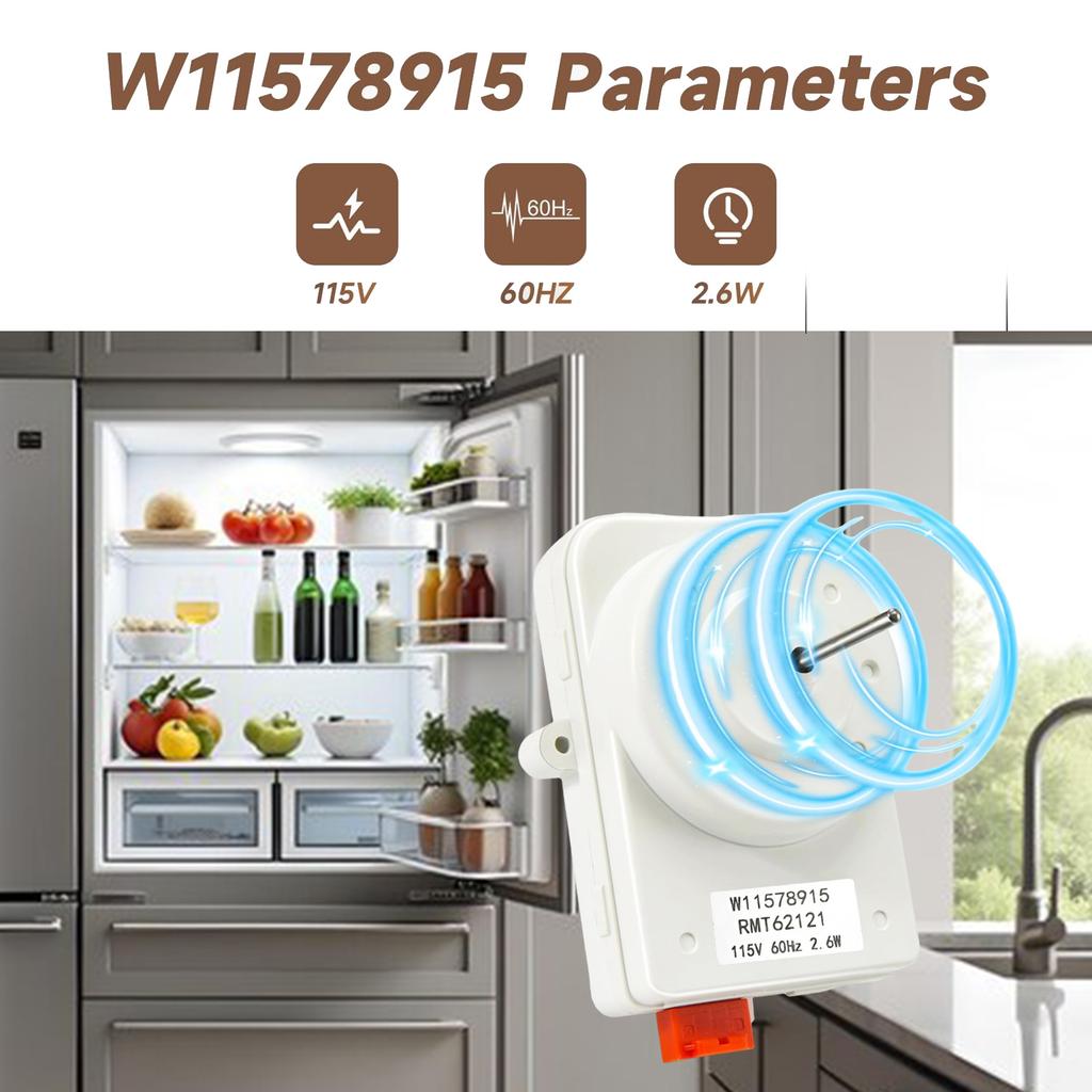 115V Refrigerator Evaporator Fan Motor for W11578915 Fridge Replacement Part Fridge Condenser Fan Motor Accessories