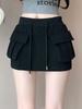Women's Gray High Waist A-line Skort - Summer 2025 Slimming Petite Anti-Exposure Sports Skirt