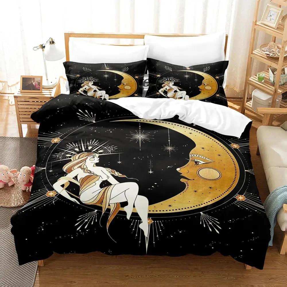  Witch's Moon Bedding Set Single Twin Full Queen King Size Aldult Boys Bedroom Duvetcover Sets Anime Bed Sheet Set New
