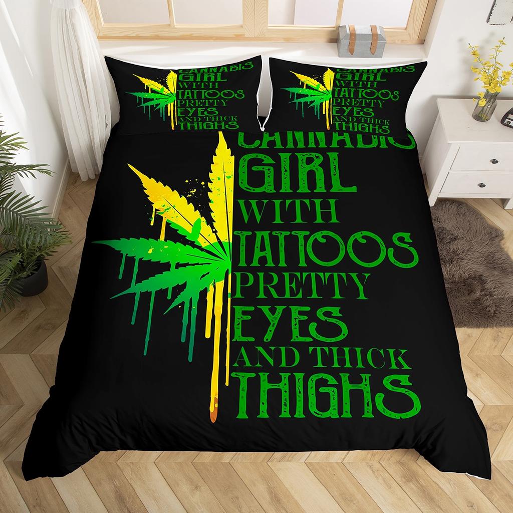 Homewish Neon Jungle Mushroom Duvet Cover Set For TeenGreen Skull Skeleton Bedding SetCartoon Theme Bed Set