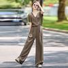 European Casual Fashion Suit Women's Summer New Lazy Loose Wide-leg Pants Two-piece Set