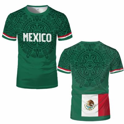 Mexico Flag Graphic Men's Sports T-shirt Outdoor Running Exercise Quick-drying Jersey Unisex Vintage Print Casual Crew Neck Tees
