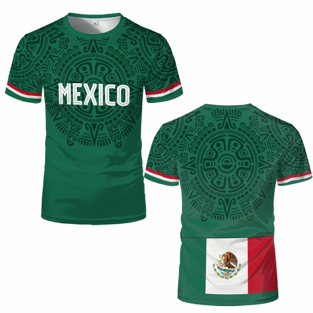 Mexico Sporty Style Print T-shirt Summer Outdoor Breathable Quick-drying Football Jersey Unisex Casual O-Neck Short Sleeve Top