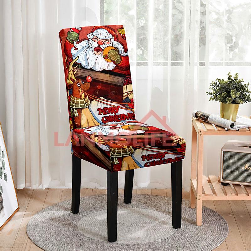 Christmas Chair Cover Full Package Applicable Decoration Elastic Chair Covers High Back Dining Chair Cover Atmosphere M037