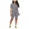 Women's 2 Piece Casual Sports Solid Color Suit Short Sleeve Top And Pants Set