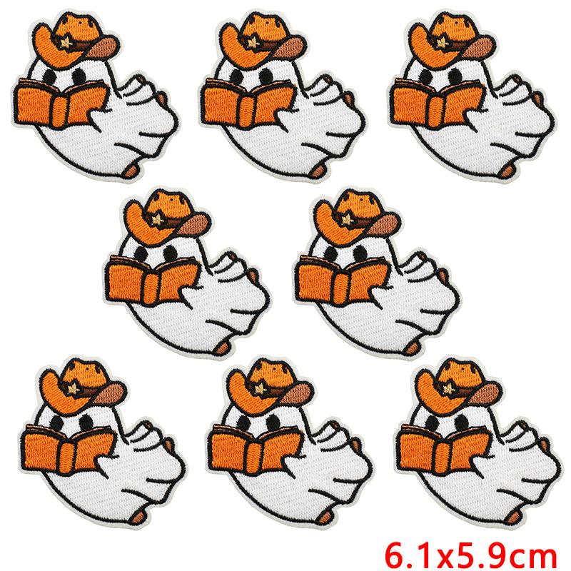 10pcs /Lots Cartoon /Halloween Series Horrible Pumpkin Head Iron On Embroidered Patches Diy Ghost Basketball Iron On Patches 