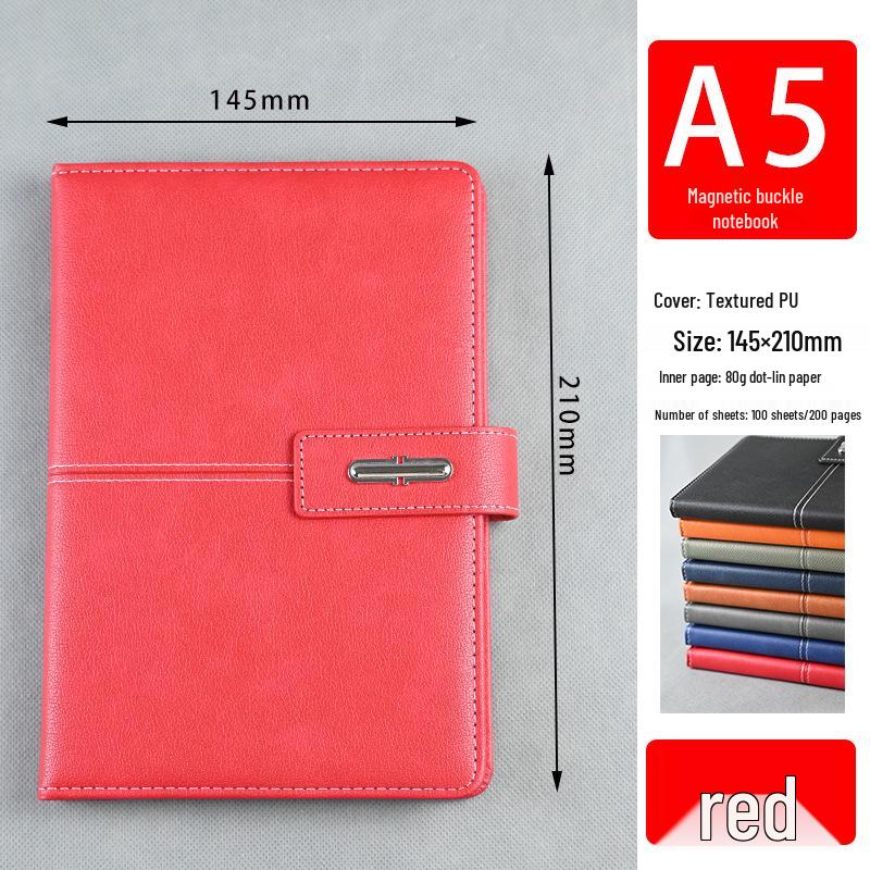 A5 PU Leather Hardcover Notebook with Metal Buckle and Magnetic Closure A5