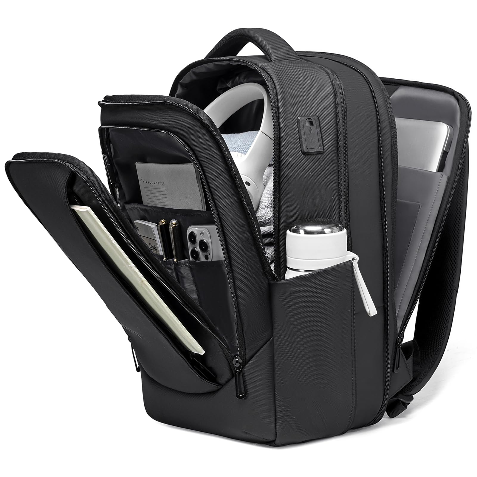 

FENRUIEN Велика місткість Бізнес Розширюваний Підходить для Компактного USB-заряджання Ідеально для Бізнесу та Чорних Чоловічих Рюкзаків, Водовідштовхувальний, Розширюваний Gusset,