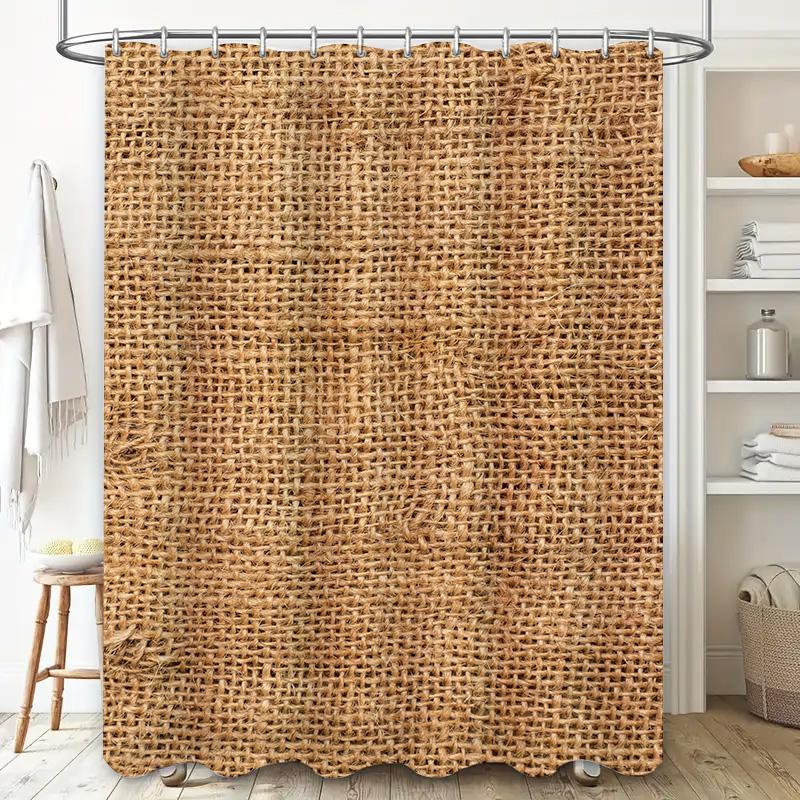 Tenda da Doccia in Fibra Naturale Design Intrecciato Rustico per Arredo Bagno, Forma Rettangolare, Adattamento Perfetto per la Tua Vasca da Bagno o Vasche con Ro