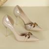 Women's Thin Heel Shoes Spring New Pointed Head Shallow Mouth Metal Chain Set Foot Anti-slip Wear-resistant High Heels