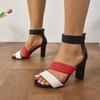 Fashion Temperament Back Zipper Heels Summer Fashion Round Head Braided with Multi-color Anti-slip Wear-resistant Sandals