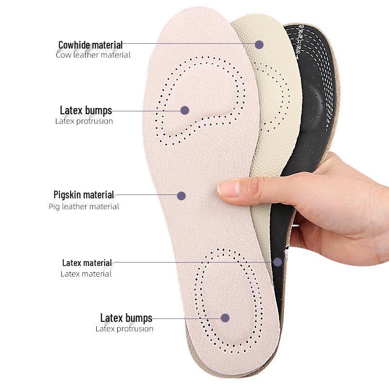 Men's & Women's Soft Latex Leather Insoles with Thickened Forefoot & Heel, Cuttable & Anti-Wear for Sports