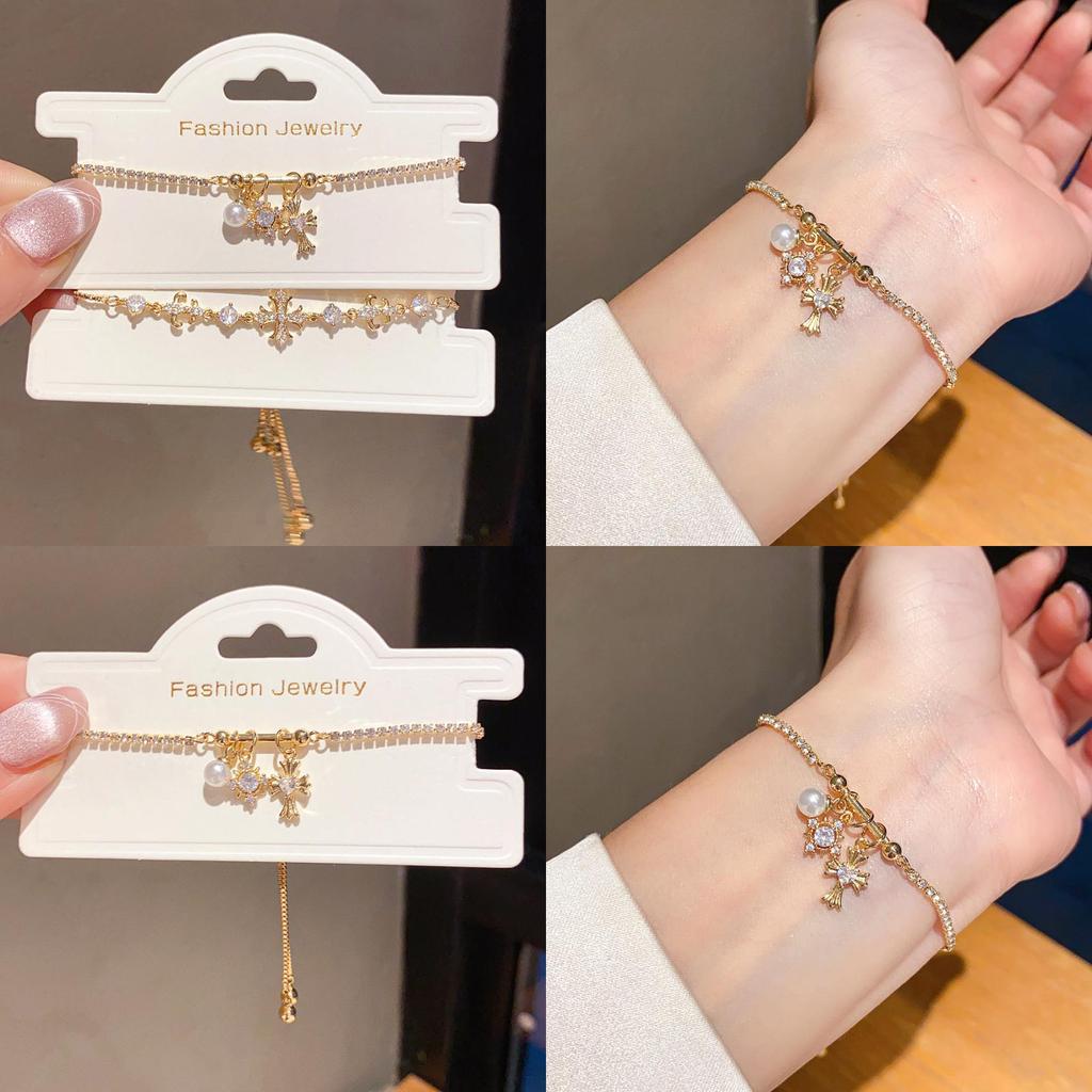 Required Zircon Iris Cross Bracelet Fashion Gold Women Jewelry For Gift Giving