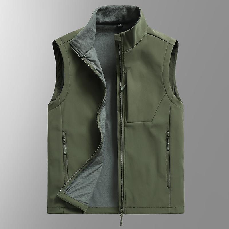 

Autumn and Winter Men s Jackets, Outdoor Casual Sleeveless Jackets, Middle-aged and Elderly Plus Velvet Jackets XXXXXL
