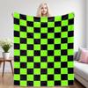 Neon Green Checkerboard Four Season Flannel Blanket, Soft Plush Skin Friendly Sofa Blanket, A Great Gift Item