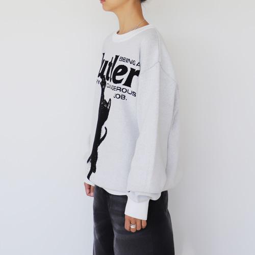 Keuluchi Cat Butler Knit Sweater (White)