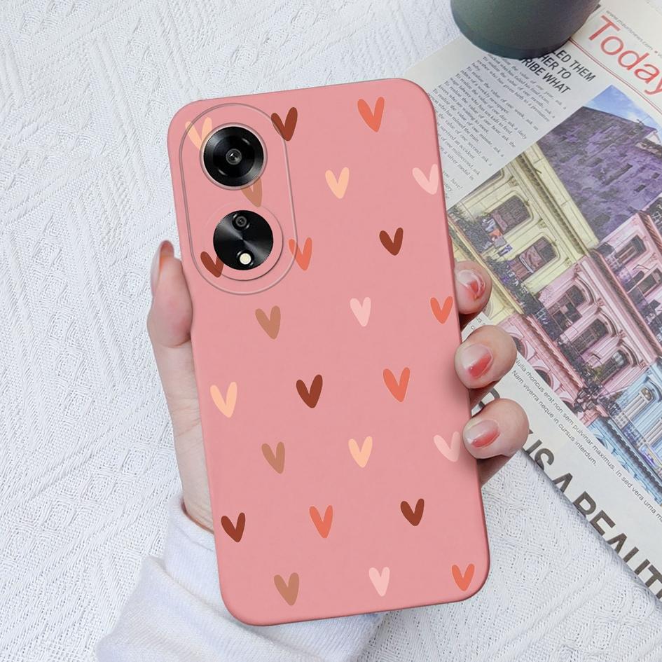 Fashion Love Heart Phone Cases For Oppo A1 A1K A7 A11 A15 A35 A52 A55 Soft Liquid Silicone Anti Slip Durable Shockproof Protective Shell For Oppo Capa