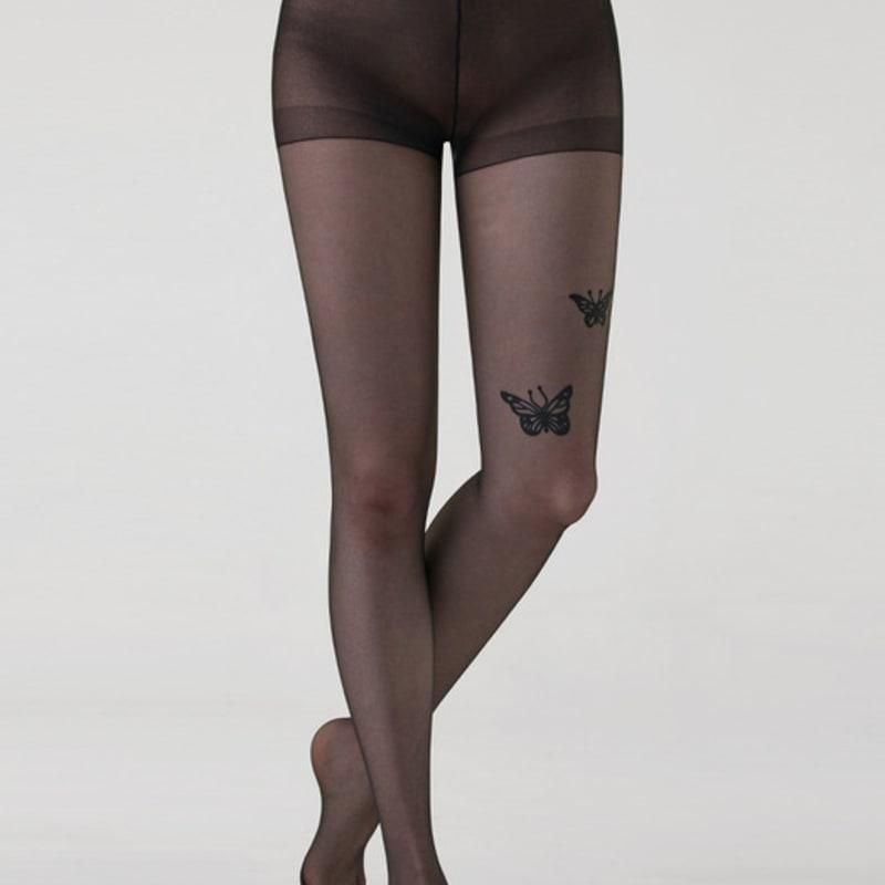 

HUGDAY [10 Ден] Колготки с татуировкой бабочки black
