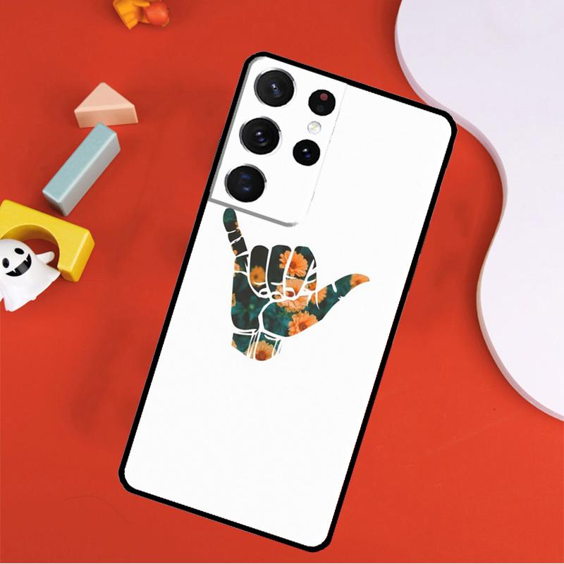 Surfer Surf Hang Loose Shaka Phone Case For Samsung Galaxy S25 Ultra S9 S10 S20 S21 FE S22 S23 S24 Plus S24 Ultra Cover