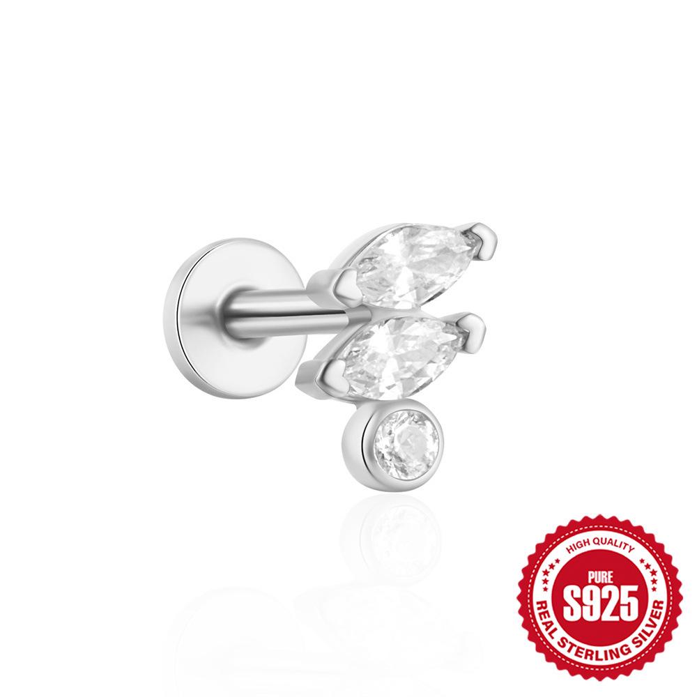 S925 Sterling Silver Teardrop Triangle Garnet Opal Piercing Stud Earrings