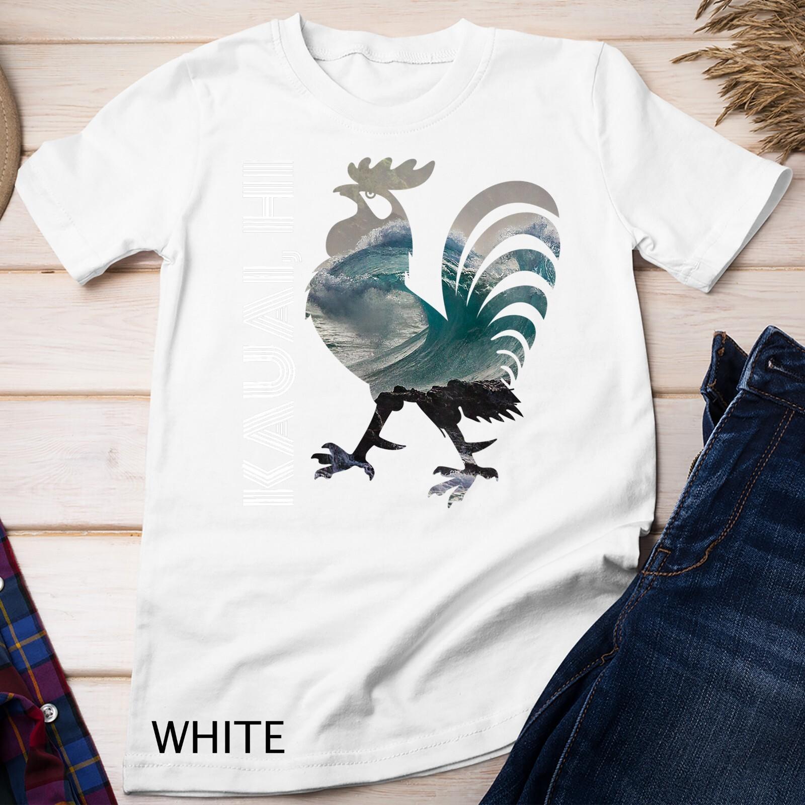 Kauai Hawaii Chicken Rooster Surf Wave Ocean Awesome Design Unisex T-Shirt Mens Womens Tees Top 3XL