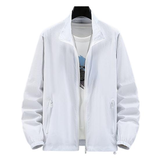 

Men Outdoor Jacket Long Sleeves Sun Protection Breathable Solid Color Zipper Closure Anti-UV Ultra-thin Plus Size Cycling Sports Sun Protection 4XL білий