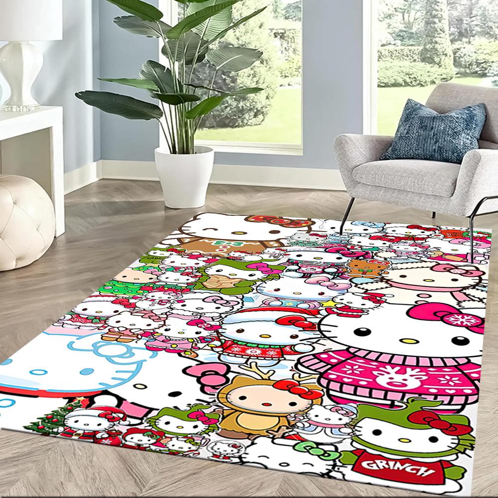 Hello Kitty Party Square rugs are a great choice for living rooms, bedrooms, home décor, and as gifts.