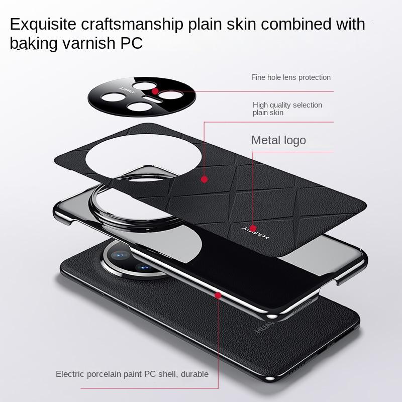 Custodia per Telefono Huawei Mate 70 RS 70 Pro 70 in Pelle Testurizzata con Lente Integrata Anti-Graffio e Anti-Impronte