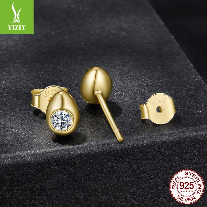 Water Drop Moissanite Stud Earrings Simple Premium Texture S925 Sterling Silver Stud Earrings