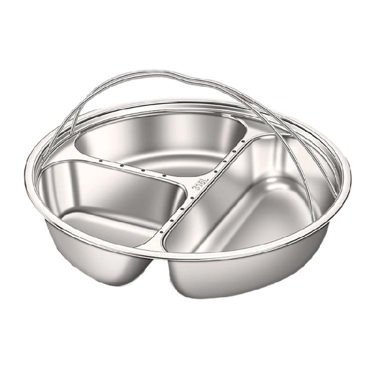 

Stainless Steel Divided Plate With Double Handle Portion Control Dinner Plate Separated Steam Tray Platters For Meal Preps