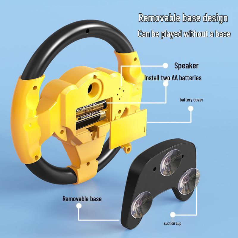 Children's Interactive Suction Cup Steering Wheel with Music for Early Education.
