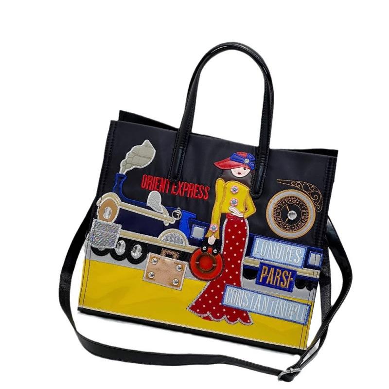 Bags Women'S Bags Embroidery Literary And Artistic Large-Capacity Bags Shoulder Bags Nylon Material Tote Bags