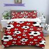 Black White Soccer Ball Pattern Red Background Print 3 Pieces Duvet Cover Set Football Sports Bedding Bedroom Home Decor Without Pillow Core Comforter