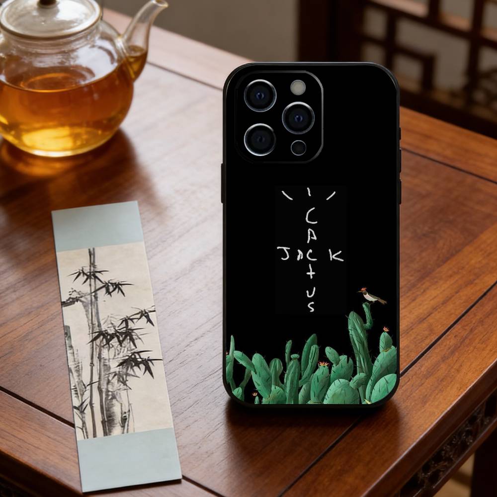 C-Cactuss J-Jack Travis Scott Phone Case For iPhone 17,16,15,14,13,12,11 Plus,Pro Max,XS,Soft Silicone Black Cover