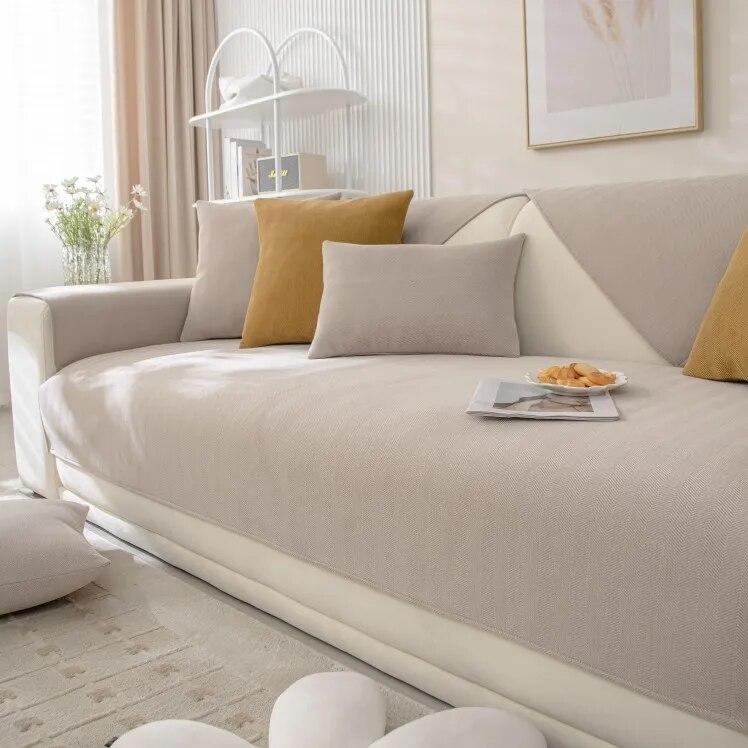 

Современная однотонная диванная подушка с рисунком «елочка», универсальная противоскользящая и пылезащитная ткань на четыре сезона, чехол для дивана из синели 70x70cm 1pcs