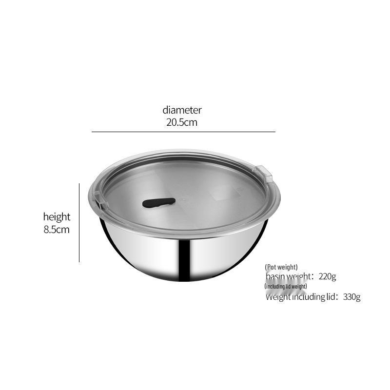 304 Stainless Steel Multi-Purpose Kitchen Bowl Set: Mixing & Seasoning Jar, Deep Soup Pot, Dough Kneading Basin