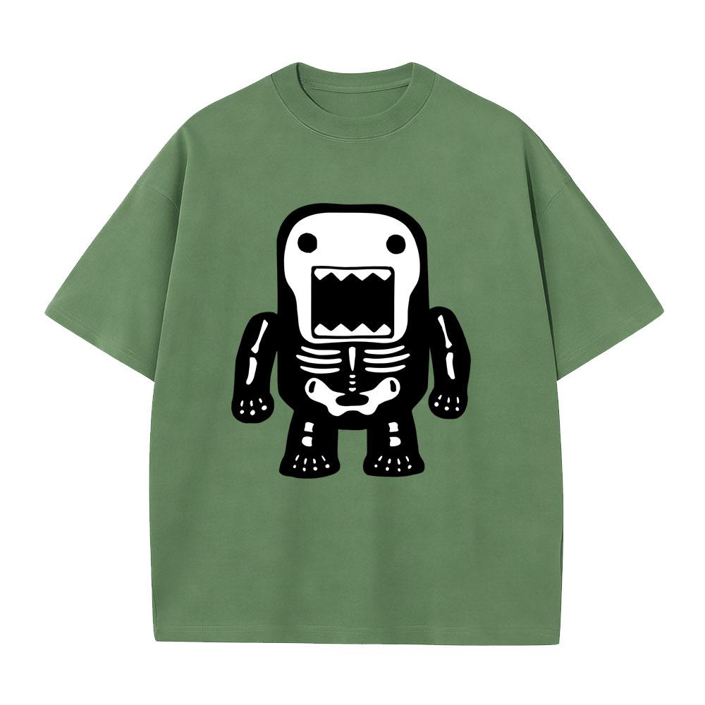 Domo Kun Skeleton Funny Meme Print T Shirts Unisexs Women Gothic Metal Rock Style Tshirt Unisex Punk Pure Cotton Oversized Tshirts