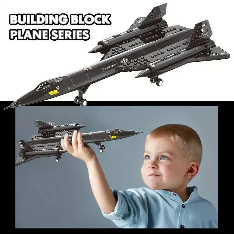 Non-Toxic Military Technical Usa Sr71 Blackbird Stealth Supersonic Reconnaissance Aircraft Building Blocks Fighter Model Brick Kids Toys