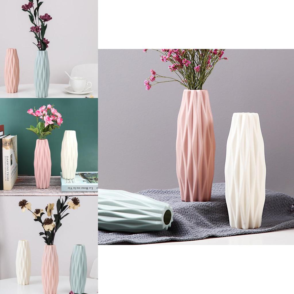 Elegant vit imitationskeramisk blomvas för chic heminredning