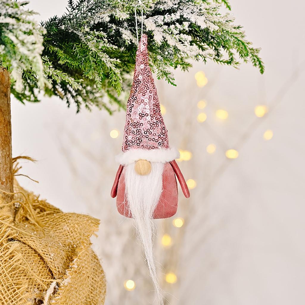4PC Christmas Decoration Sequin Hat Forest Old Man Pendant Christmas Faceless Doll