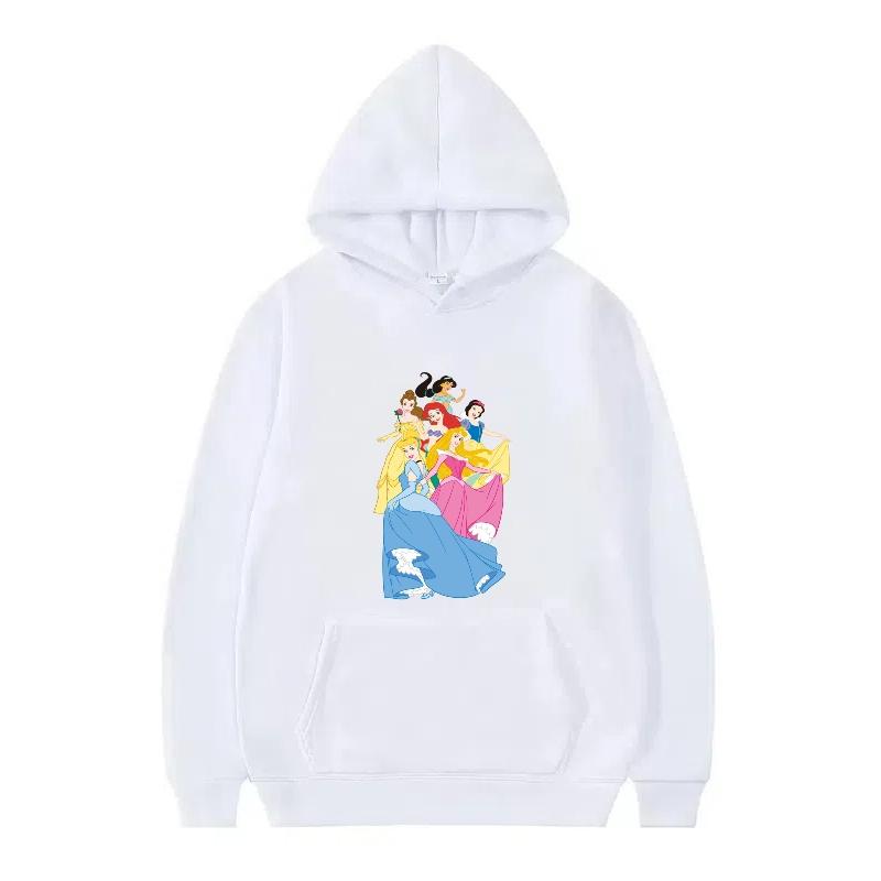 Disney Princess Pattern Woman Fashion Sporty Loose Black Spring Tops Clothes Pullovers Ladies Cheap Y2k Hoodies Men Sweatshirts