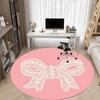 1pc Pearl Bow Office Round Rug, Carpet for Office, Gaming, Lightweight Round Floor Mat Yy260205055