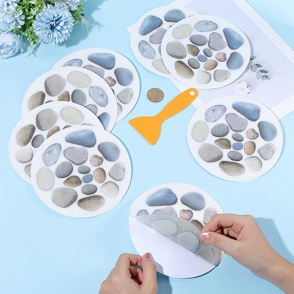 8Pcs PEVA Bathtub Anti-slip Stickers with Scraper Flat Round Colorful 149x1mm