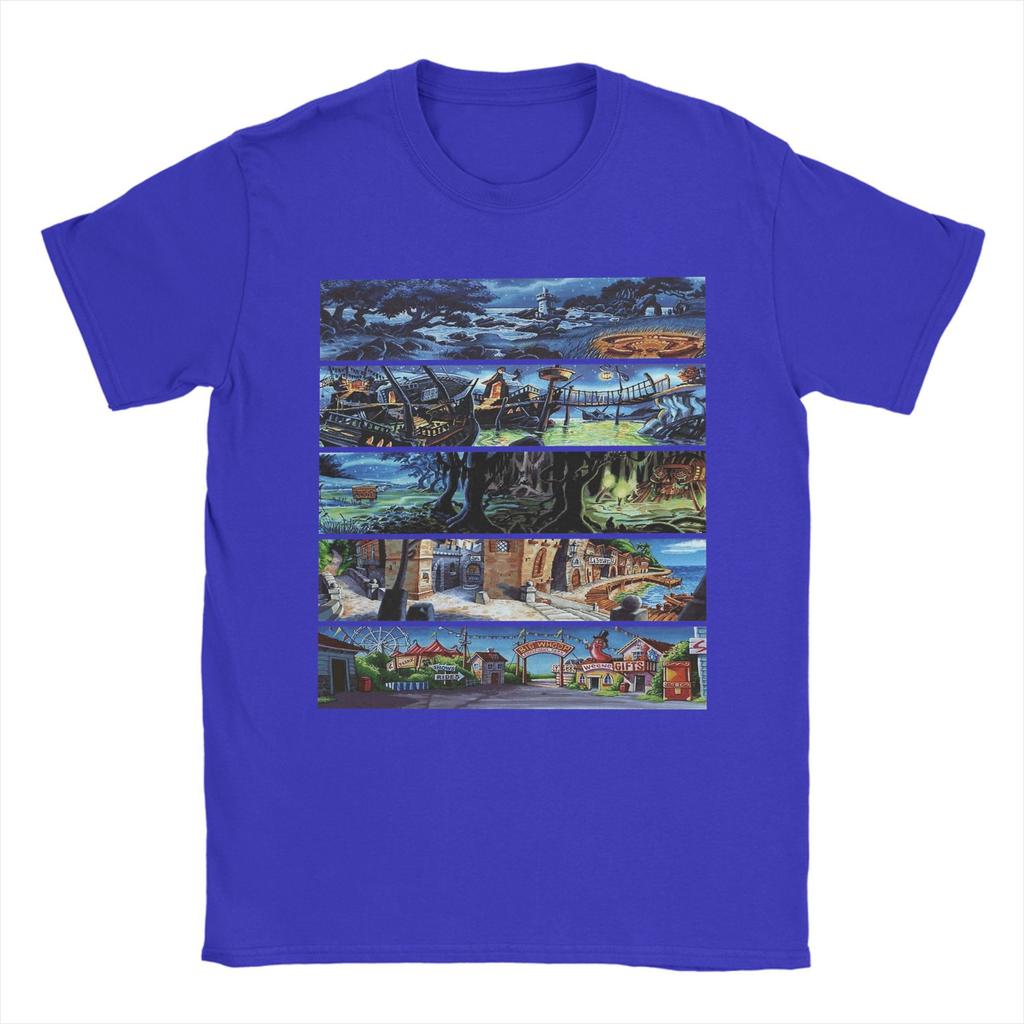 Monkey Island 2 Scenery Collage Fashion T Shirts for Men Women Pure Cotton Tee Shirt Clothing