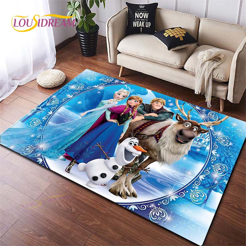3D Printing Rug for Kitchen Doormat Bedroom Anime Frozen Carpets for Living Room Laundry Bathroom Non-slip Floor Mat